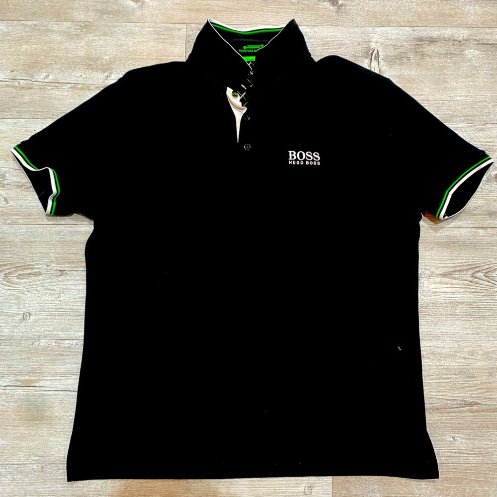 Hugo Boss green and black polo shirt